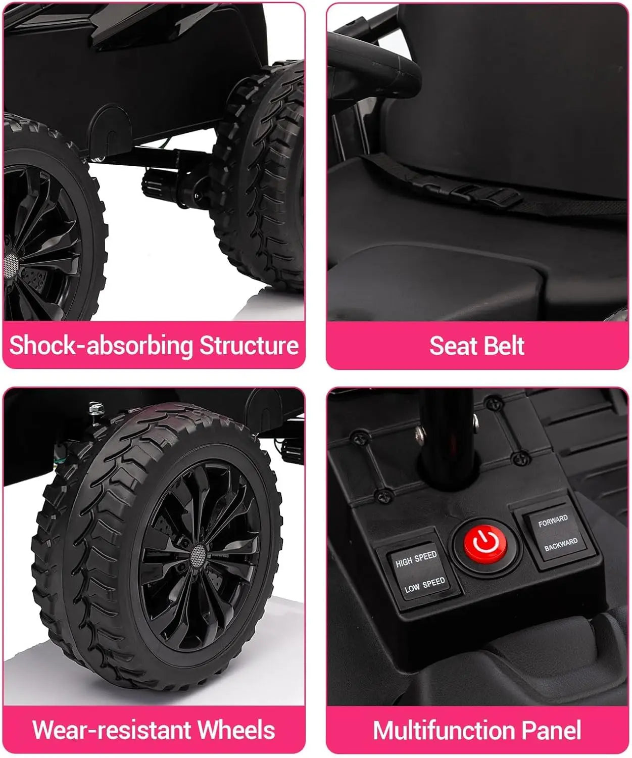 24V Kids Power 4 Wheels,200W 4x4 Ride On Toy Electric Go Kart 4 Shock Absorbers, Wear-Resistant Wheels, Music,4 Wheeler ATV