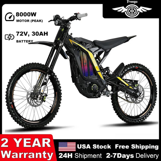 Freego N1 Electric Motorcycle Bike for Adults 8000W Mid-Mounted Motor 72V/30AH Battery Top Speed 50MPH Ebike Dual LED Headlight