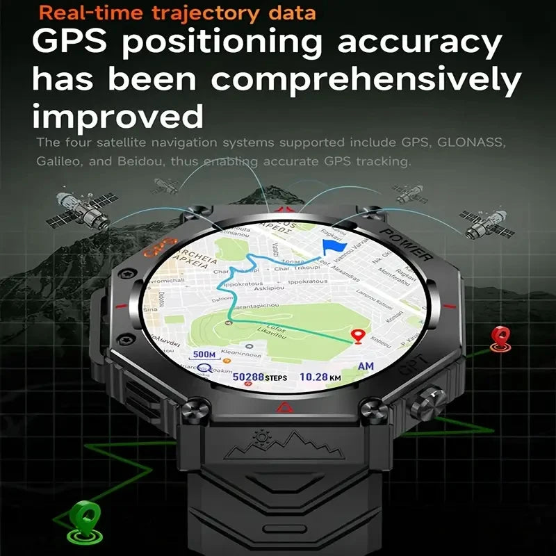 SENBONO GPS Smart Watch Men Built-in GPS Bluetooth Call AI GPT Fitness Tracker Waterproof Military Sport Smartwatch for Men
