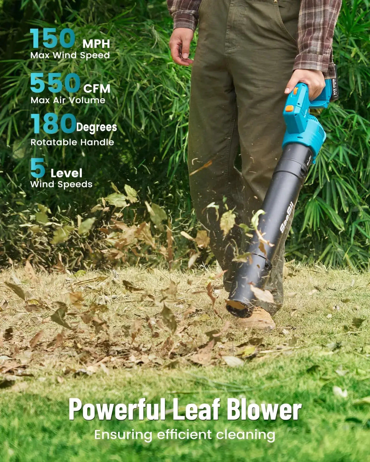 Seesii 3 In 1 Cordless Electric String Trimmer Leaf Blower Combo