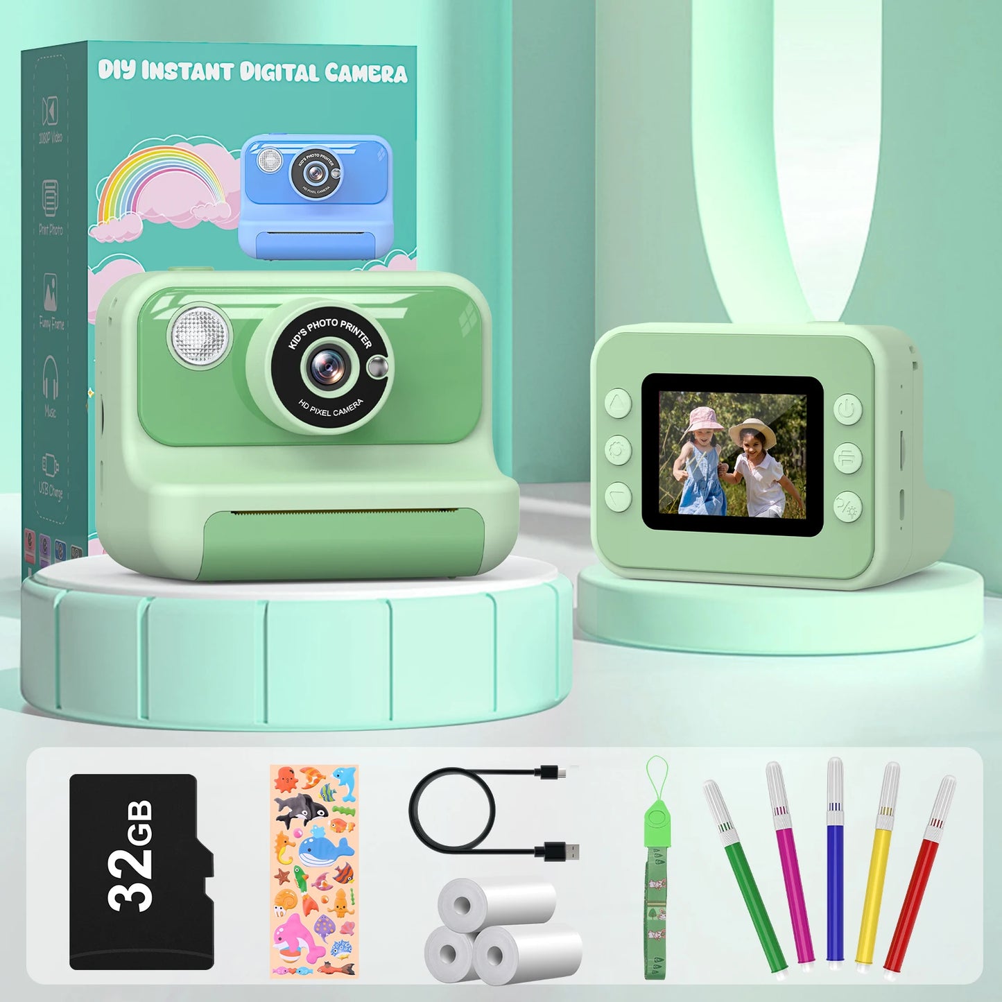 Kids Camera Instant Print 1080P HD Thermal Printing Camera 2.4 Inch Mini Digital Camera Toy For Toddle