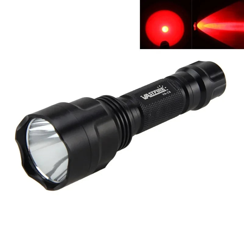 C8 LED Flashlight White/Green/Red Tactical Hunting Rifle Lantern+Pressure Switch+Rail Scope Mount+18650+USB Charger