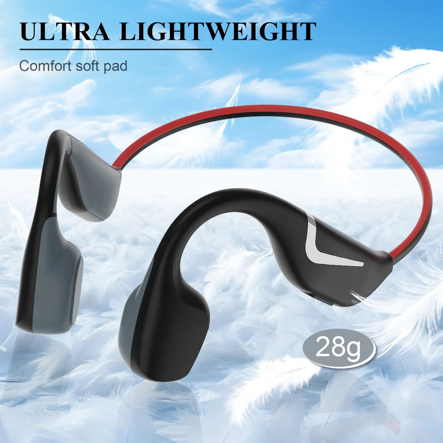 Dv68 Pro Open headphones with microphone for bone conduction waterproof headphones with running light strip for riding hiking