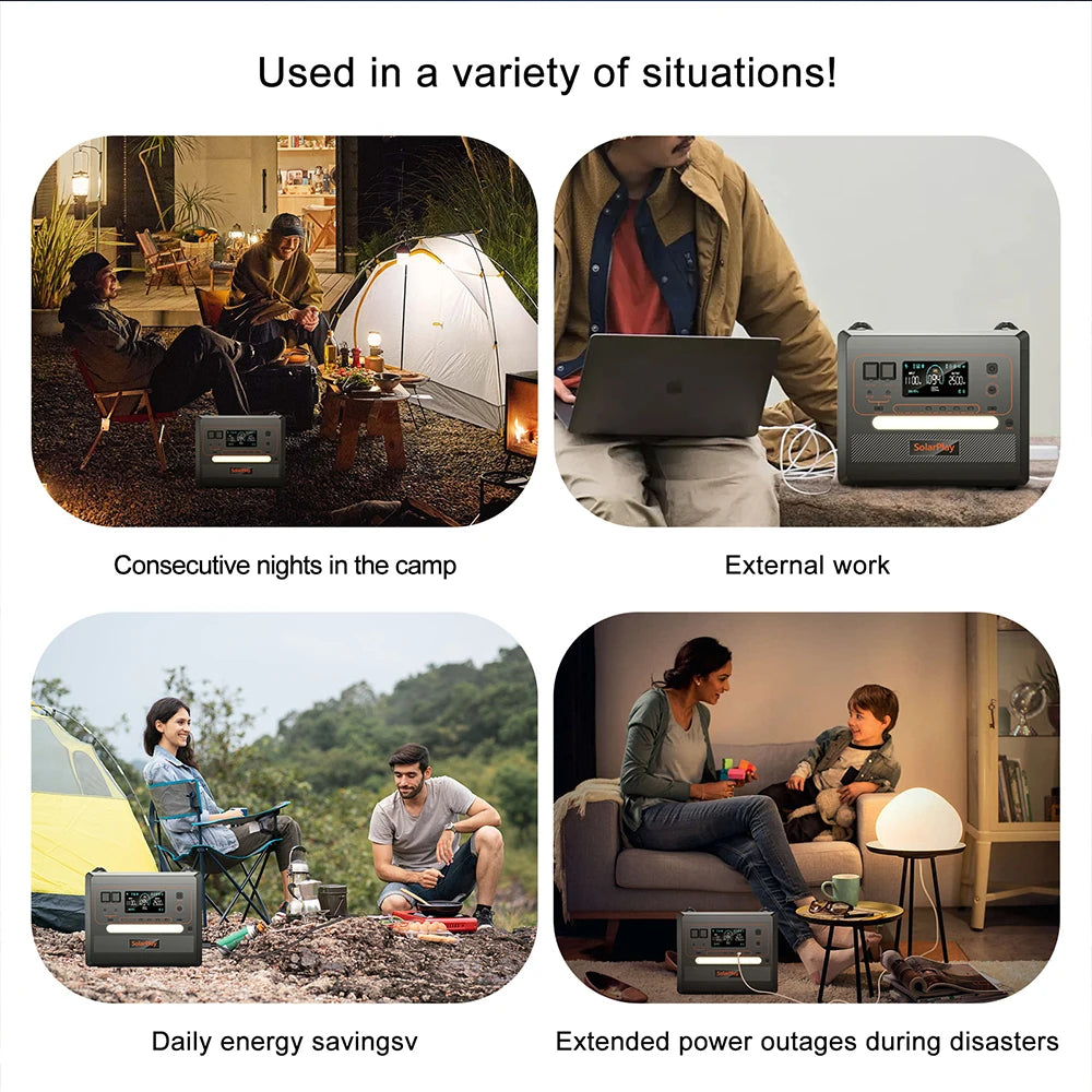 Solar Generator 2160WH 2304WH Long-life LiFePO4 Portable Power Station & 200W Solar Panel  for Home Campervan Up to 2400W Output