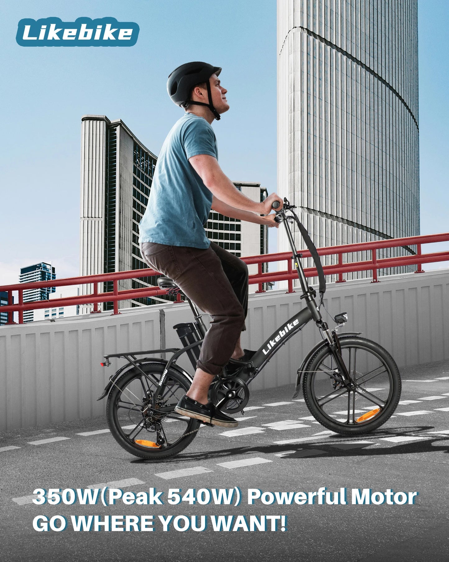 Likebike LK202 E Bike 540W Peak Power 36V10.4AH Removable Battery Electric Bike One Year Warranty 20-inch Tires Electric Bicycle