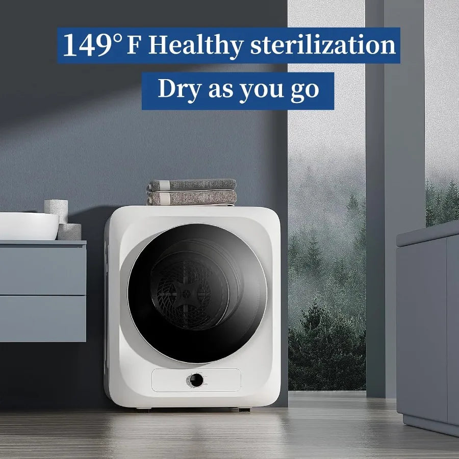 VCJ Portable Clothes Dryer for Apartment 10lbs Compact Electric Laundry Dryer with Stainless Steel Tub 1.5 cu.ft Suitable for A