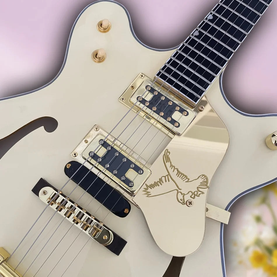 High Quality Made In China Hollow Jazz Electric Guitar Maple Body And Head Gold Hardware Vibrato System Shipped From USA