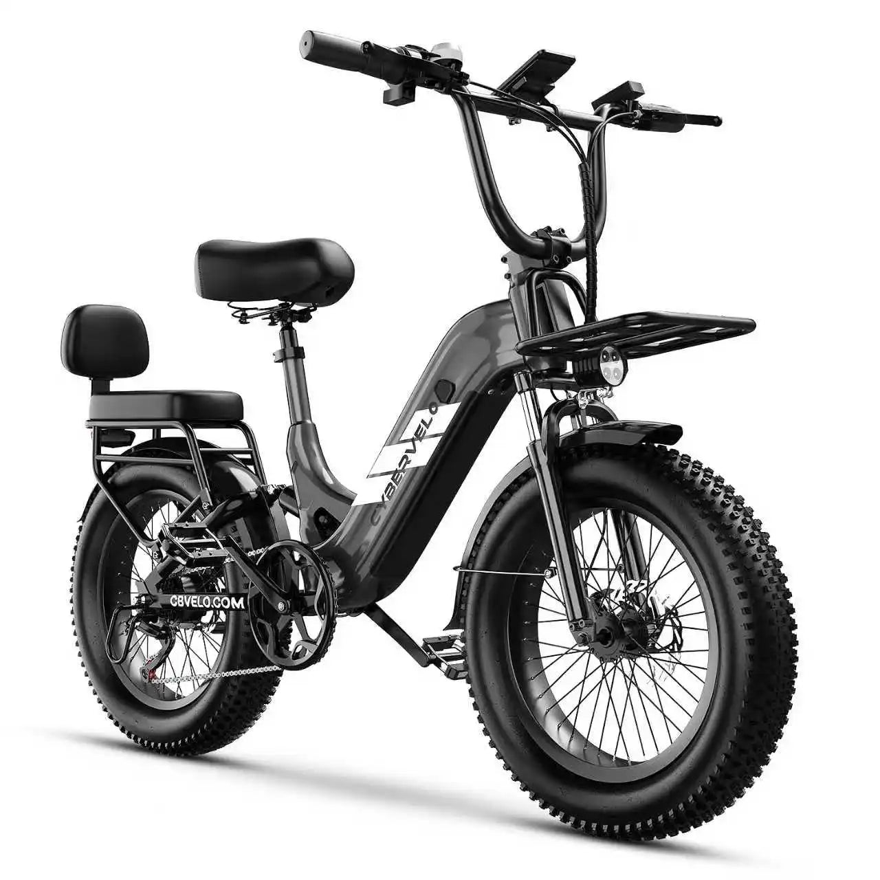 Cybervelo Step-Thru Electric Bike for Adults and Youths, 48V 20AH Removable Battery, 30+MPH, 20" Fat Tire 7-Speed Commuter EK12