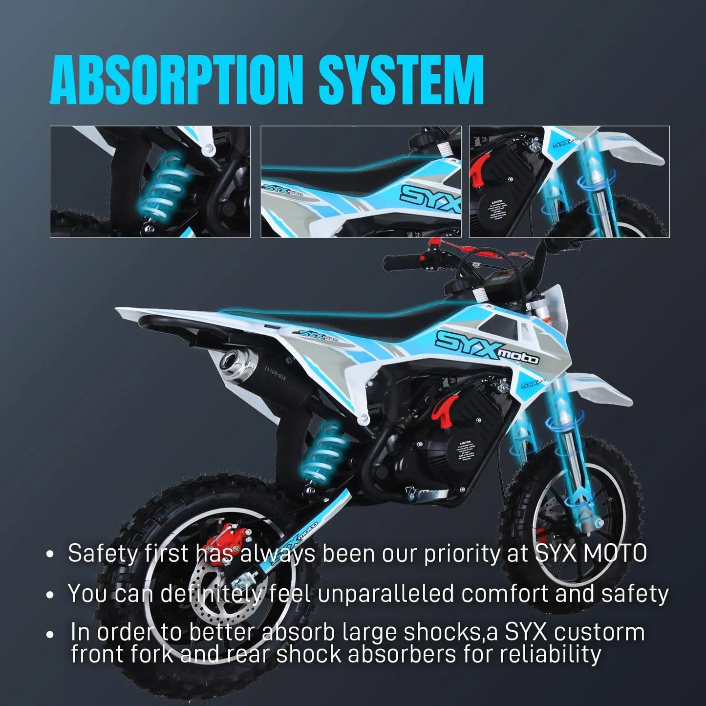 SYX MOTO 56cc Dirt Bike for Kids 4-Stroke Gas Powered Mini Pit Bike Off Road Motorcycle Gift for Children Motorcycle Dirt Bike