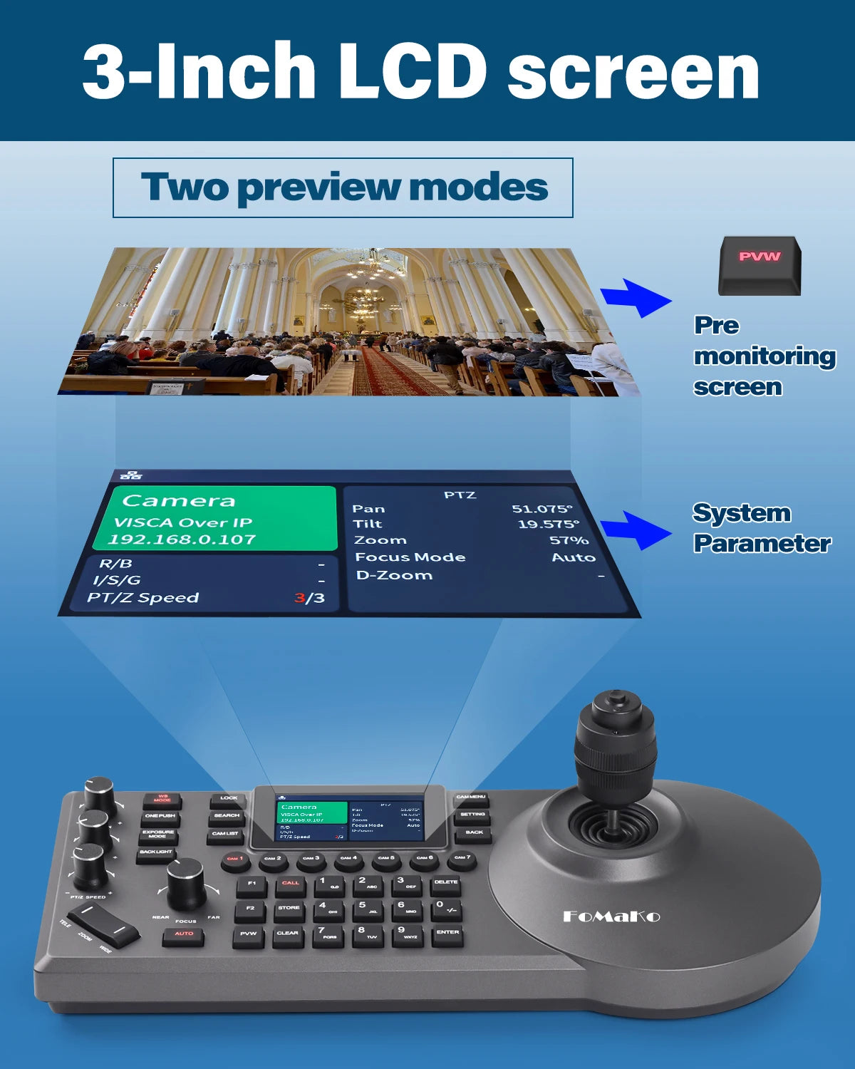 FoMaKo NDI 6 Camera 30X Optical Zoom NDI PTZ Camera HDMI(3pcs) +KC601 Pro Video Mixer Switcher+ KC608 Pro PTZ Controller