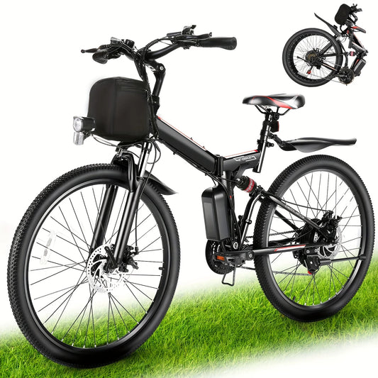 Vivi M026TGB 26" Folding Electric Bike for Adults, with 500W Motor,48V 20MPH Removable Battery, Up to 50Miles Range