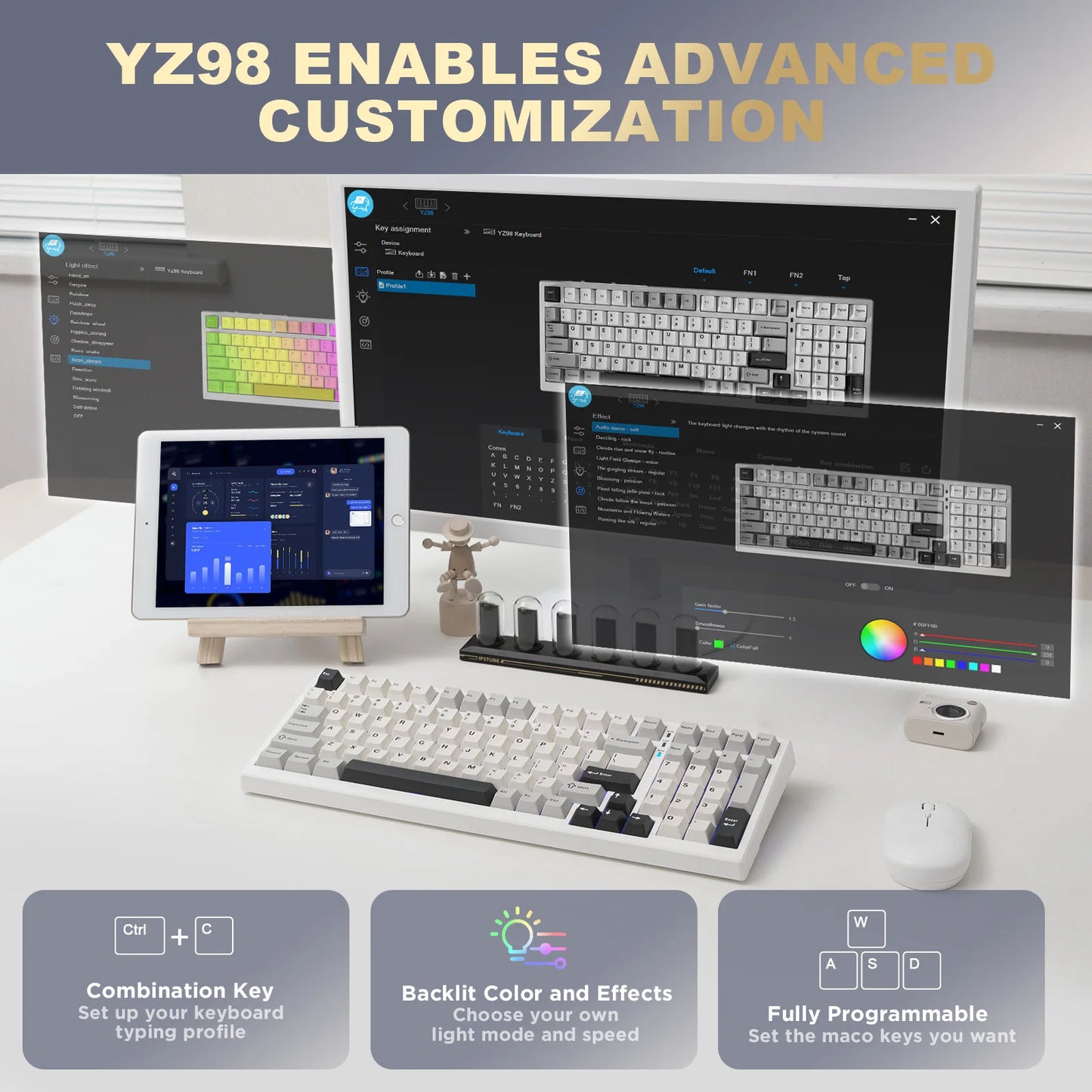 YUNZII YZ98 Mechanical Gaming Keyboard 2.4GHz Wireless RGB Backlit
