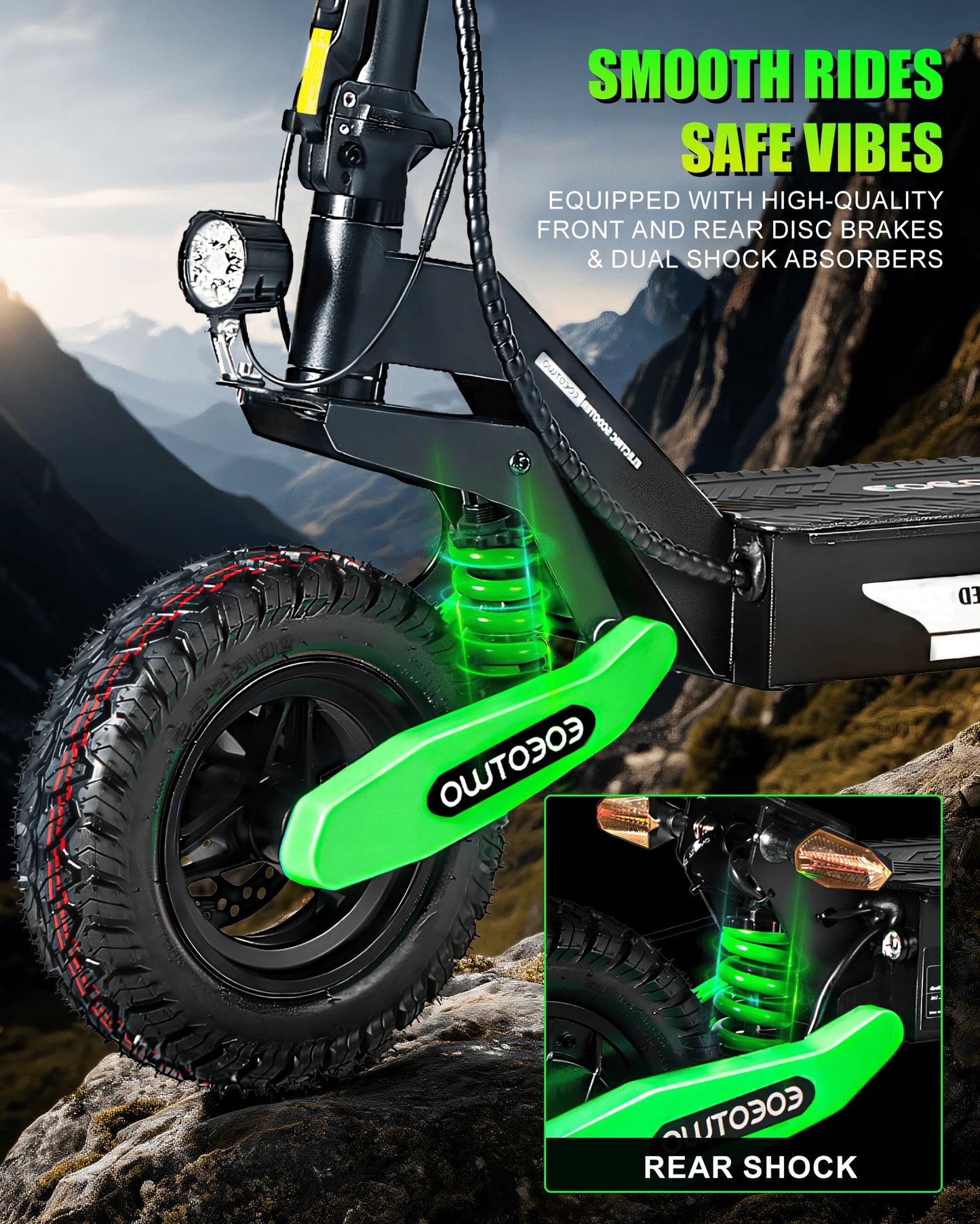 EOEOTWO GT06 Electric Scooter Adults,1200W Motor,E-Scooter 28Mph&40Miles Range,11'' All-Terrain Tire Scooter+1 Year Warranty