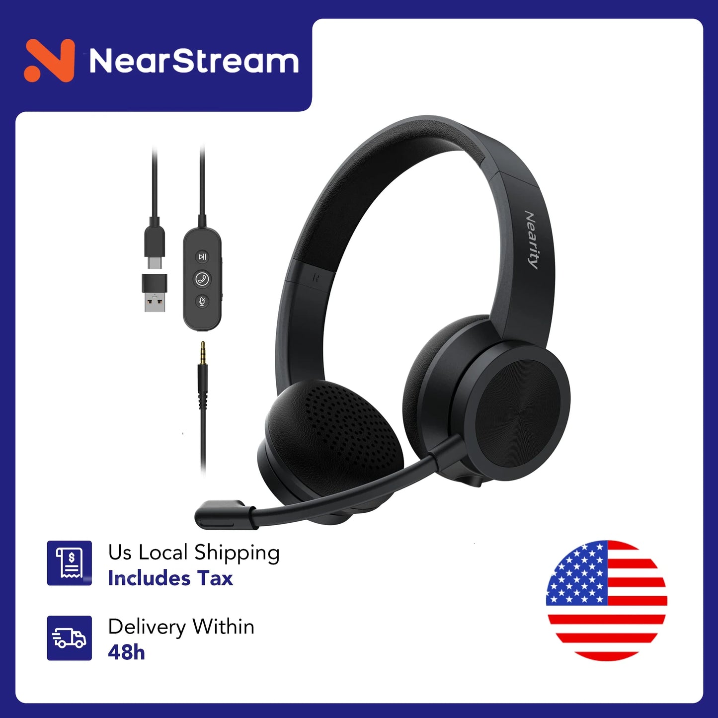 Clearance Sale Wired Over-Ear Headphones with Microphone, Noise Cancelling Heaset for Office Home Business PC/Mac/Laptop