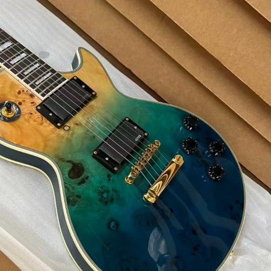 Free Shipping Ocean Blue Gradient Electric Guitar Solid Wood Body Chrome Hardwares