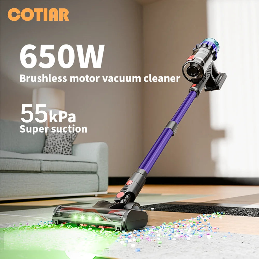 55kPa 650W Handheld Vacuum Cleaner Wireless Cordless Vacuum Cleaner Suction Powerful LED Display Dust Cup 1.2L For Smart Home