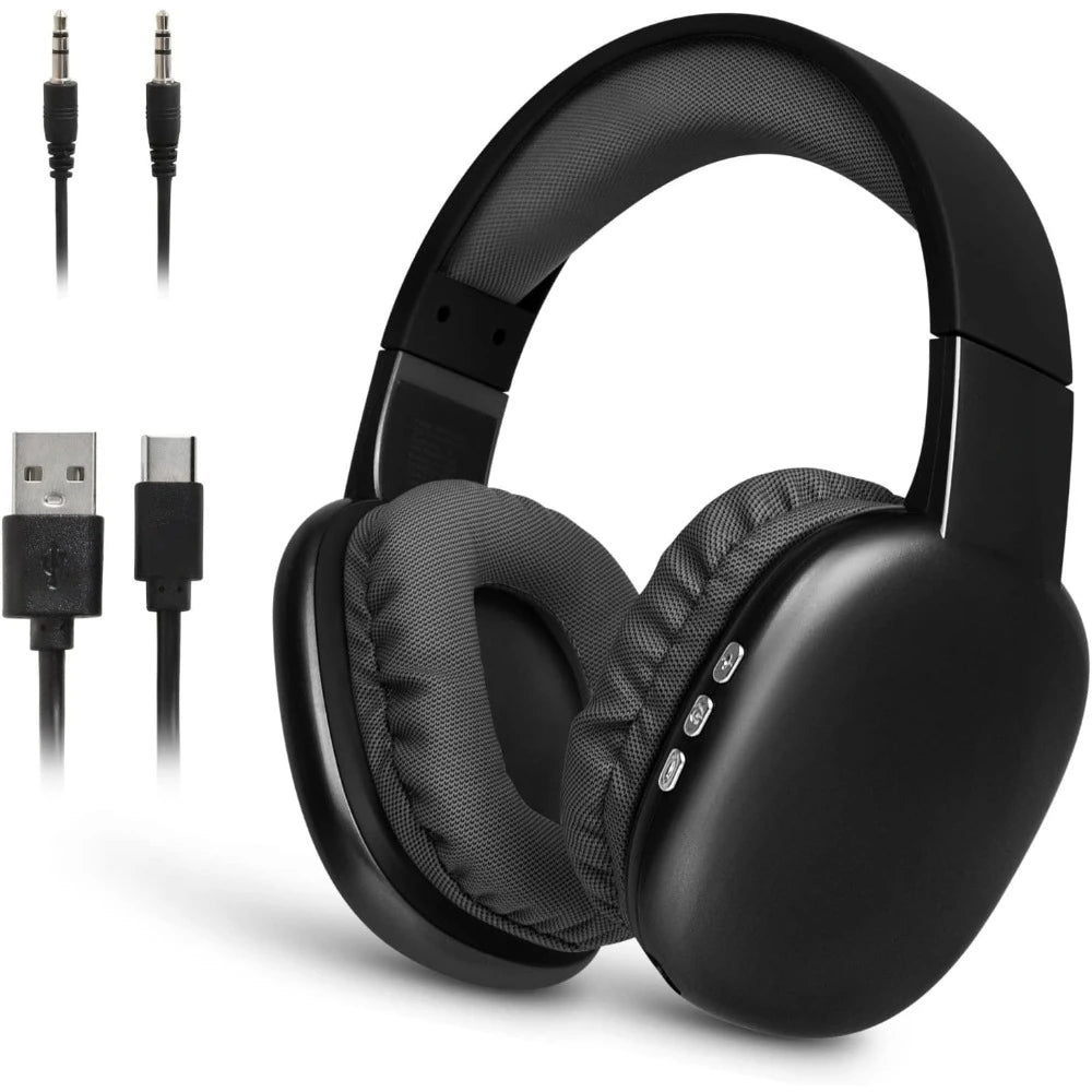 Ultra Wireless Headphones, Rechargeable, 10Hr Playtime, SD Slot, Backup Wire, Soft Cushion, Mic‌