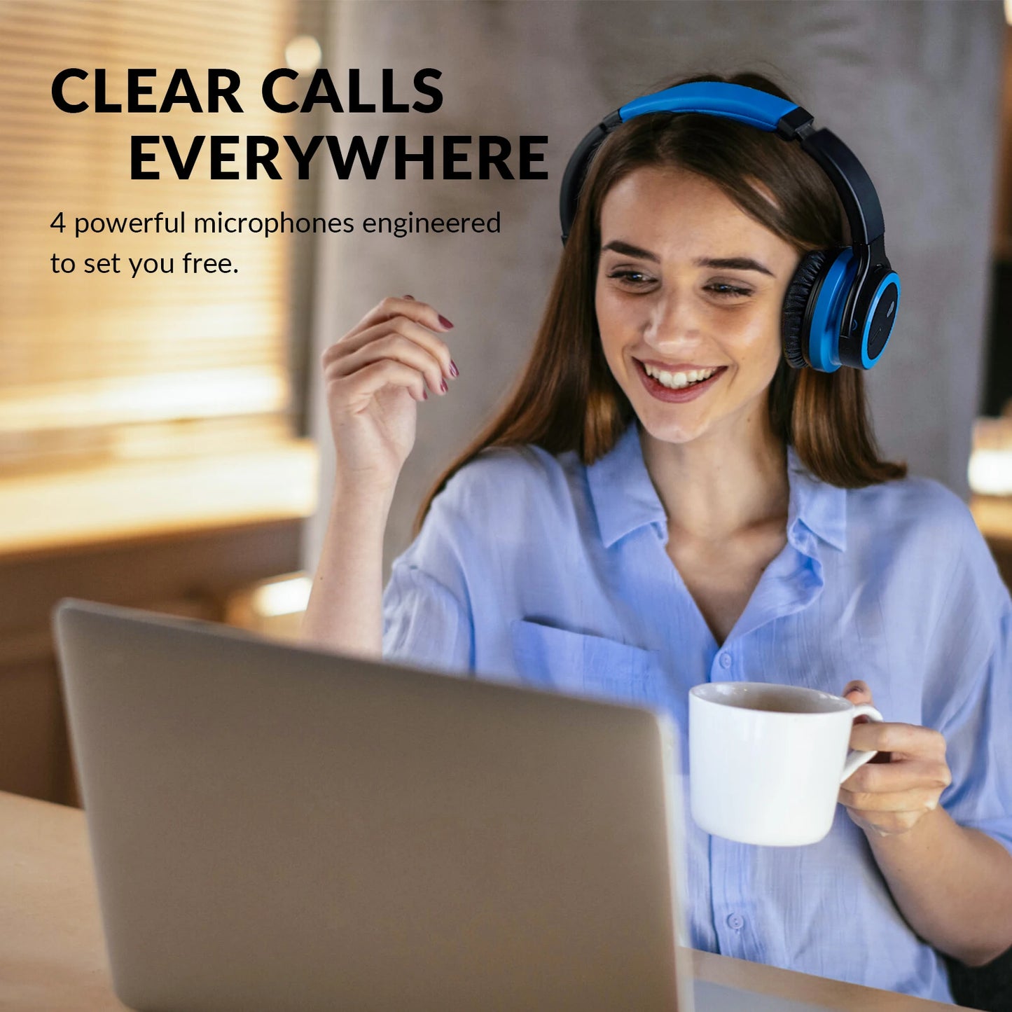 E7BPRO Active Noise Cancelling Wireless Headphones, Over-Ear Headphones with Mic, Rich Deep Bass, Long Battery Life