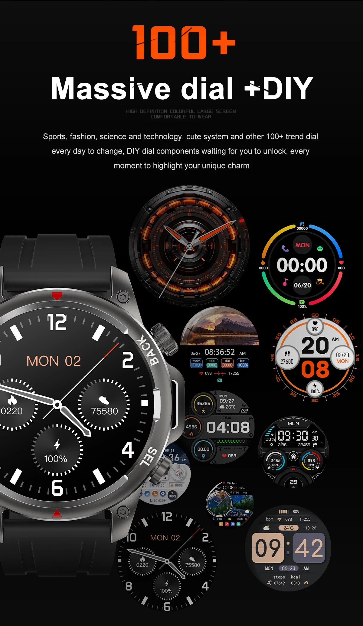 2024 New NFC Men's Smart Watch Bluetooth Call LED Sports Smart Watch Heart Rate Sleep Health Temperature Monitoring Smartwatches