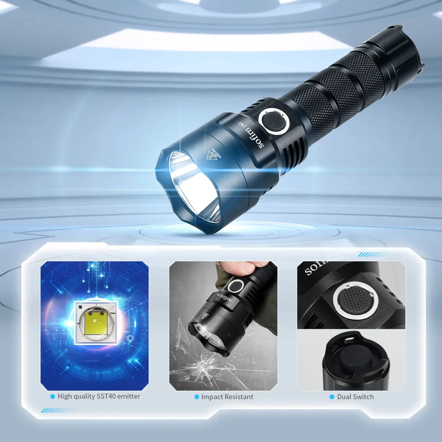 Sofirn C8G SST40 Powerful LED Flashlight 21700 With Power Indicator Lantern 18650 Torch 2 Groups Ramping SOS Beacon Outdoor