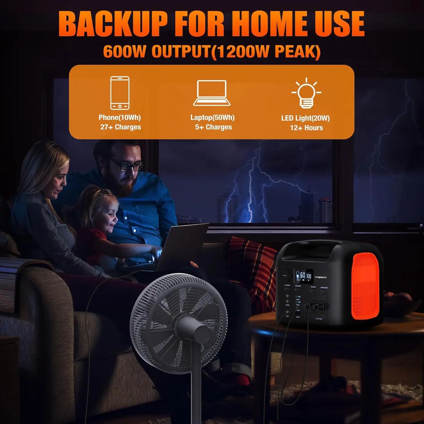 600W Portable Power Station with 299Wh LiFePO4 Battery, Solar Generator, Pure Sine Wave AC Outlets for Camping and Backup