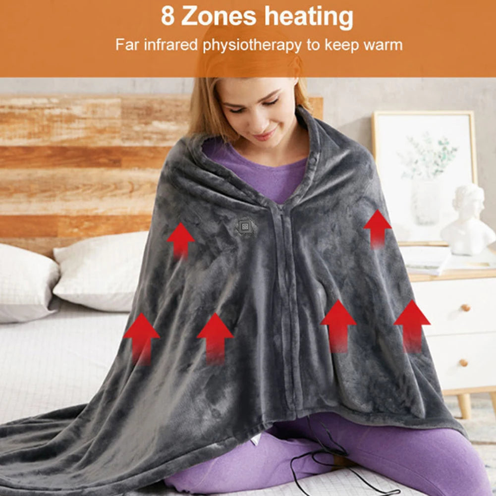 USB Electric Heated Blanket 3 Heating Levels Fleece Heated Blanket Portable Heating Lap Blanket Quickly Heated Cape Pad
