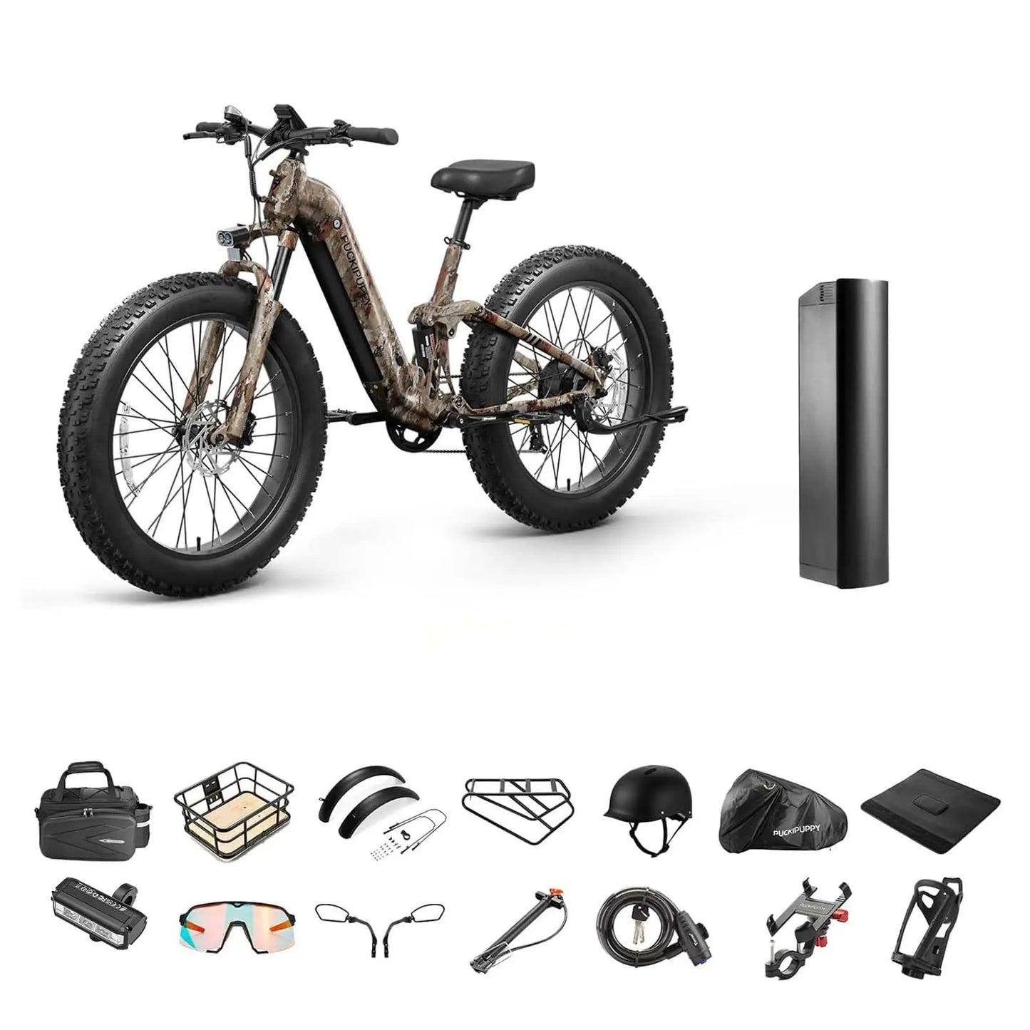 PUCKIPUPPY Boxer St Electric Bike for Adults 960W 48V 20AH Electric Bicycles with Luxury Accessory Pack and Extra 15Ah Battery