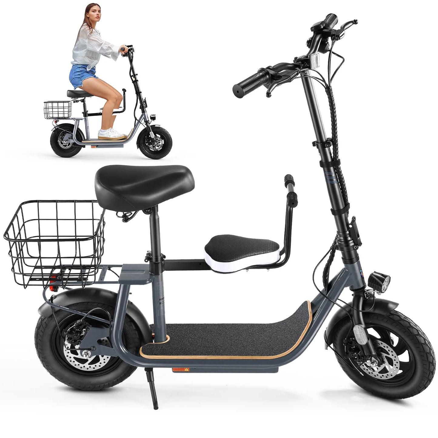 CAROMA Peak 819W Electric Scooter with Kids Seat,25 Miles Range,Foldable Commuter Adult E Scooter,UL2272 1 Year Warranty