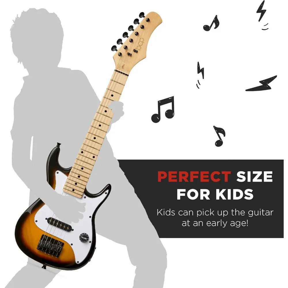 30in Kids Electric Guitar Beginner Starter Kit w/ 5W Amplifier, Strap, Gig Bag, Strings, Picks - Sunburst