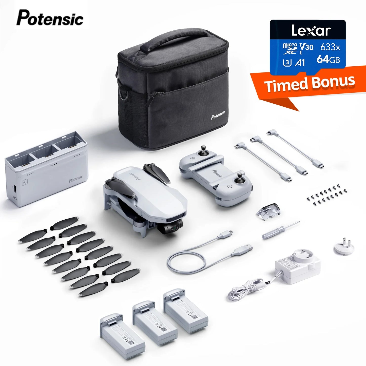 Potensic C0 4K GPS Professional Drone Max 6-KM, 3-Axis Gimbal, Visual Tracking, QuickShot, Under 249g, Return to Home-ATOM