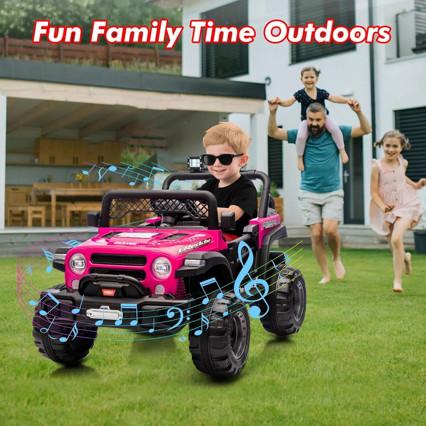 12V Kids Ride On Car,2 Seater Electric Toy Car for Toddlers and Children,with Remote Control, Battery-Powered,Music,Led Lights