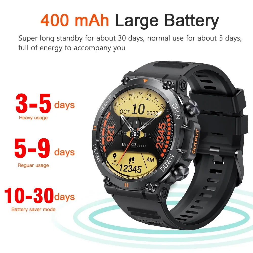 SENBONO Men's Smart Watch  Big Screen Bluetooth Call 400mAh Military Outdoor Sports Fitness Tracker Smartwatch Men Women K56