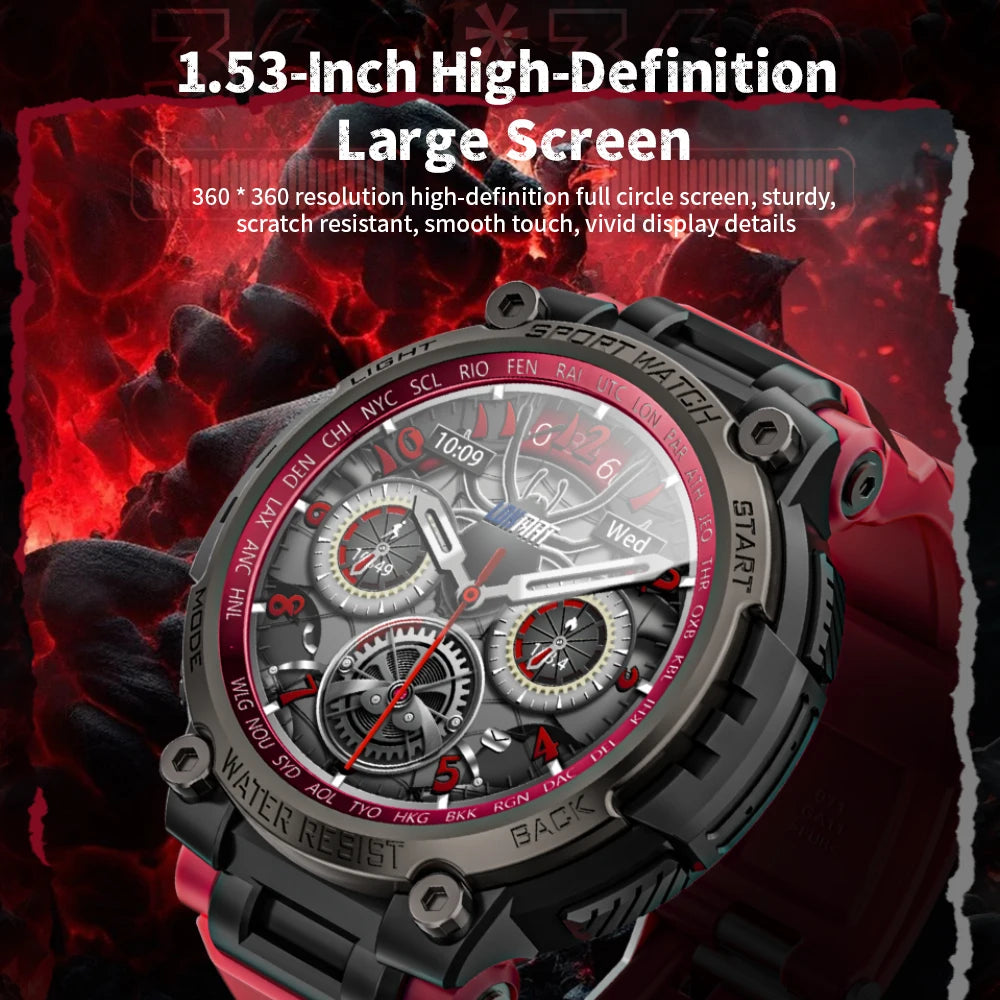 LOKMAT New ATTACK MAX Sport Rugged Smart Watch BT Calls Waterproof Military Smartwatches Heart Rate Monitor Fitness Tracker