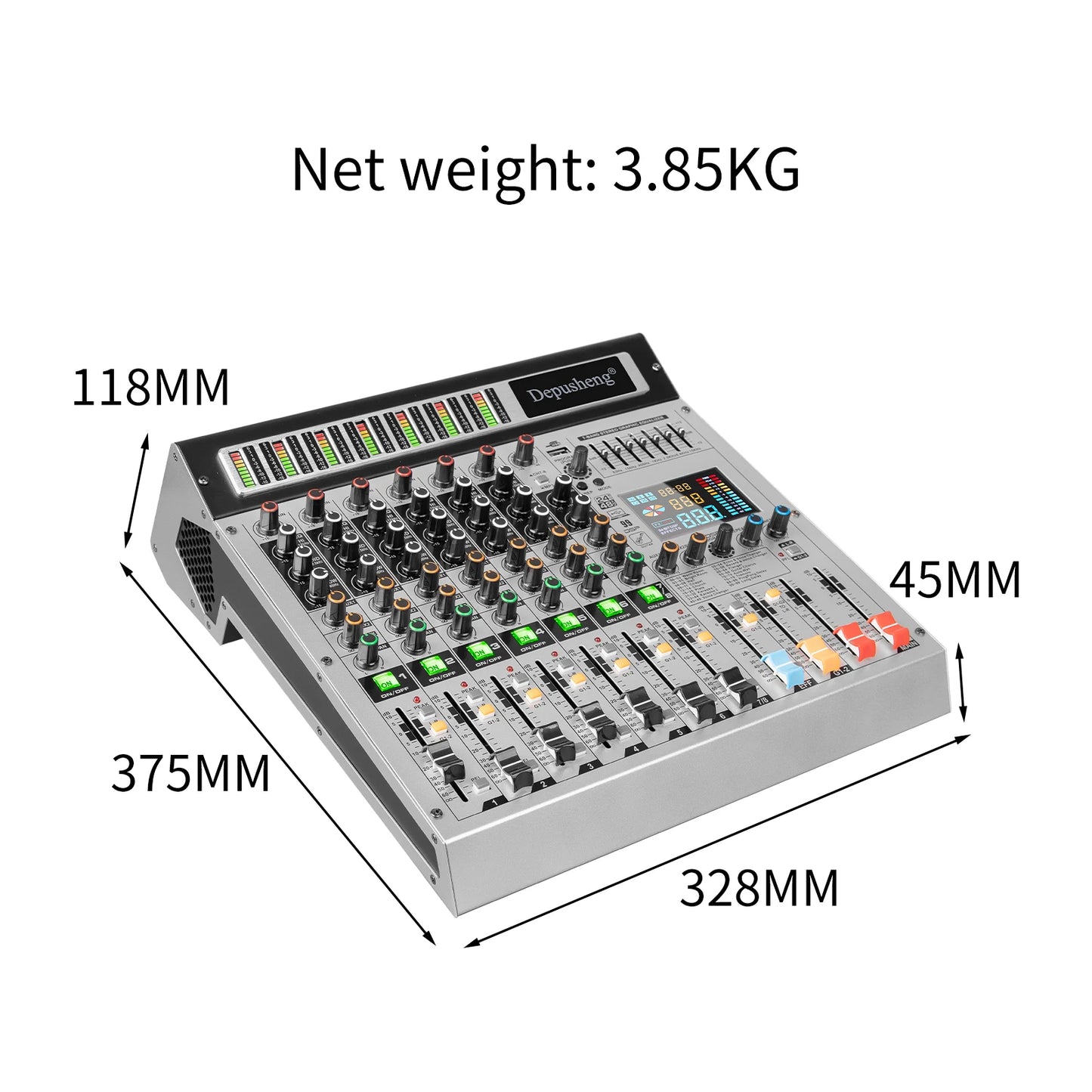 Depusheng AG8 8 Channel Mixer Professional audio console mixer DJ console for audio stage 99 DSP digital effects