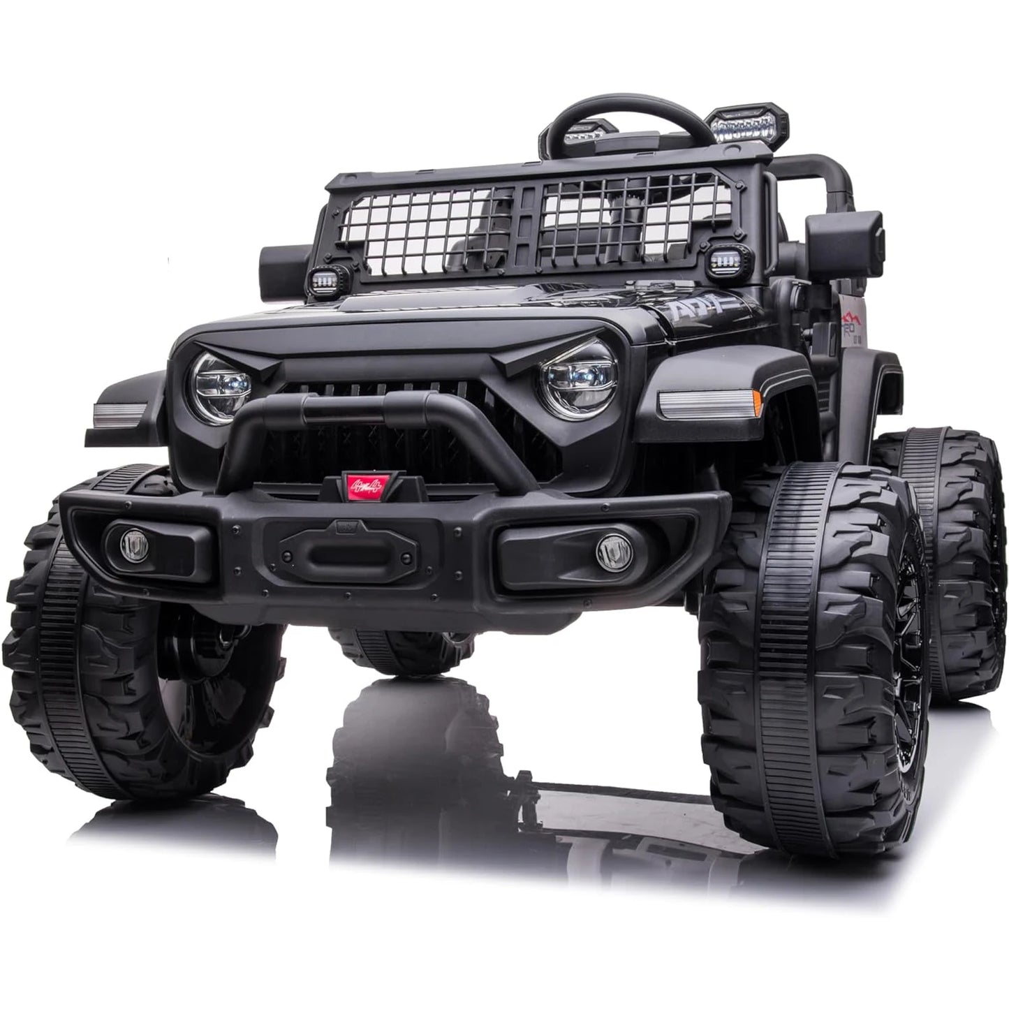 2 Seaters Kids Ride On Truck with Remote Control, 24V 9Ah 20" Large Seat 15.5" Wheels,Electric Riding Car with Led Light Music