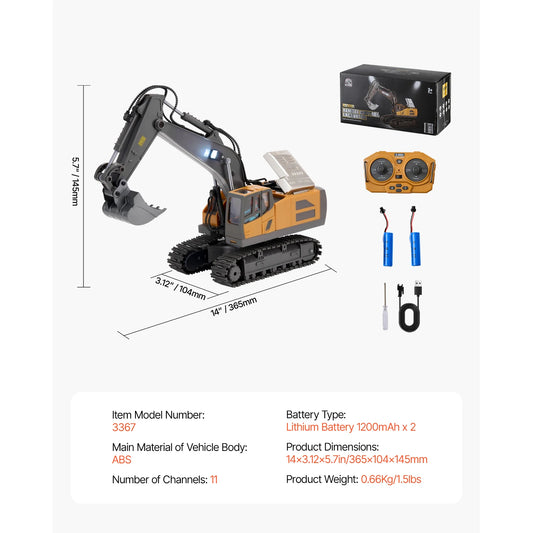SucceBuy 2.4G Rc Excavator 1:20 Scale with Sounds Construction Vehicles Remote Control Car Digger Toys for Kids Boys Gifts