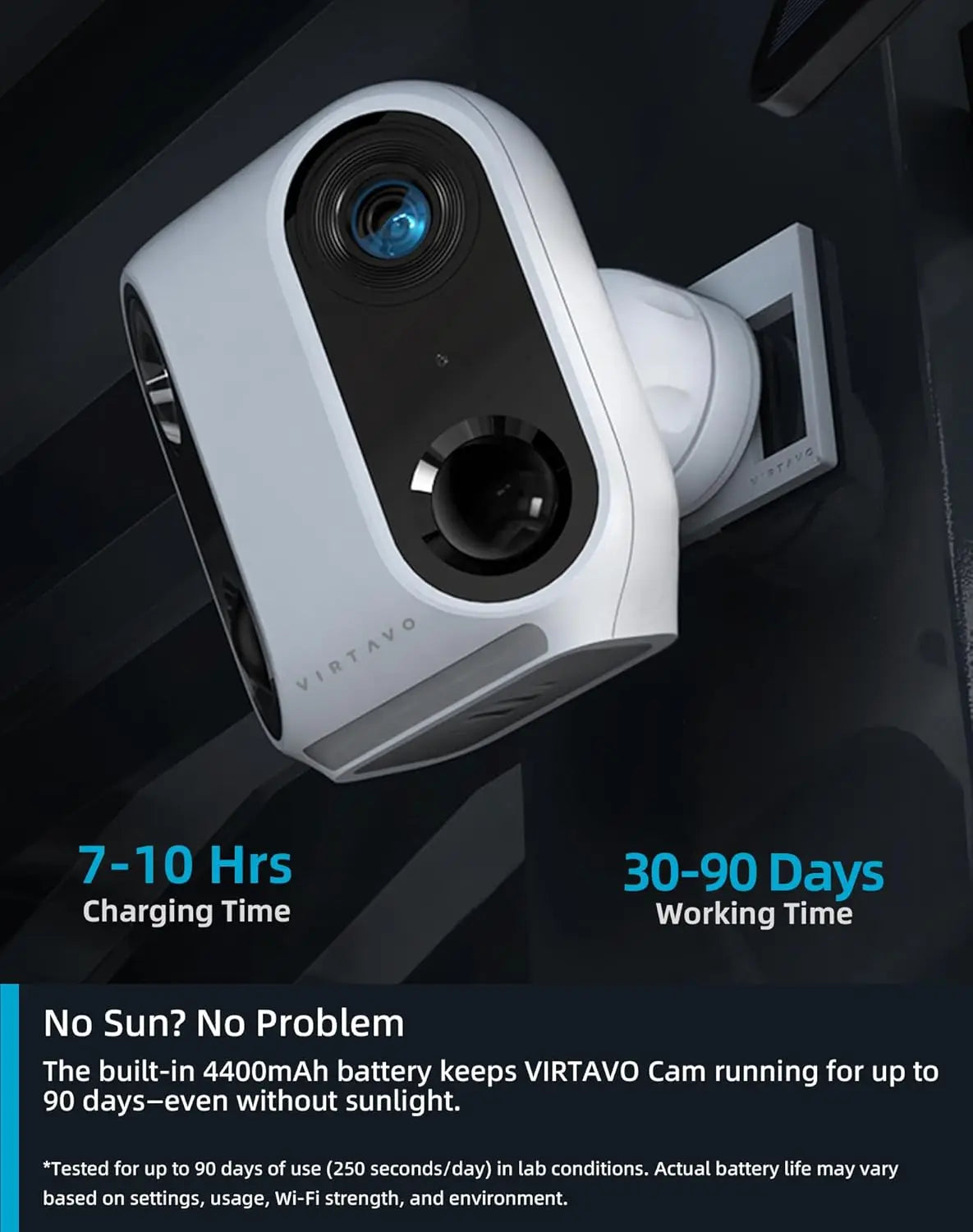 Cam XM1, Solar Security Cameras Wireless Outdoor, Dual 2MP Resolution, Color Night Vision, PIR Motion Detection, Battery-Powered