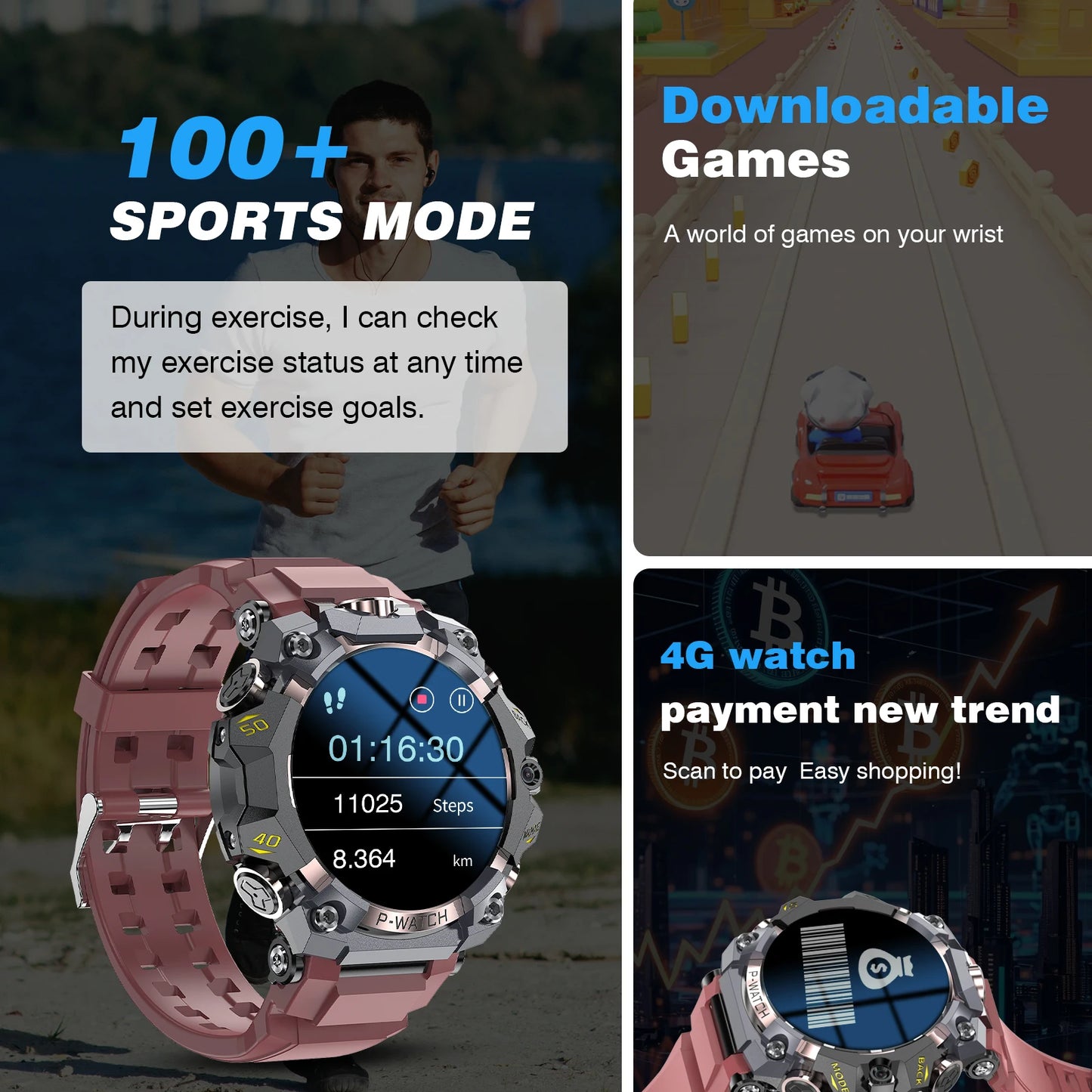 Smart watch,sports watches, Change Wallpaper, fitness monitoring,for iPhone/Andriod,wireless calling /dial