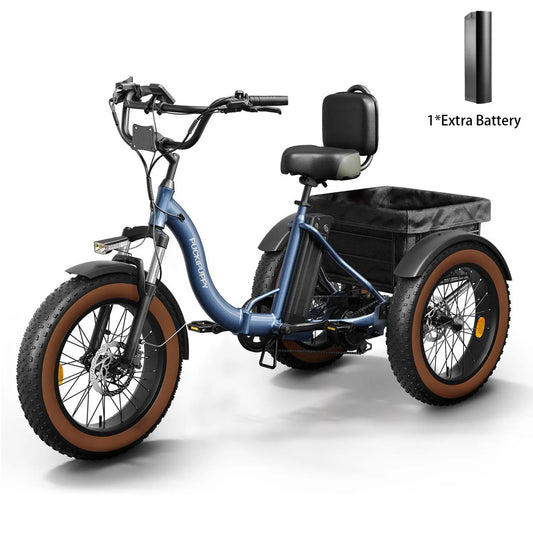 PUCKIPUPPY Alaskan Electric Tricycle for Adults with 960W Rear Motor 20" Fat Tire 3-Wheel Electric Trike with 2-Year Warranty