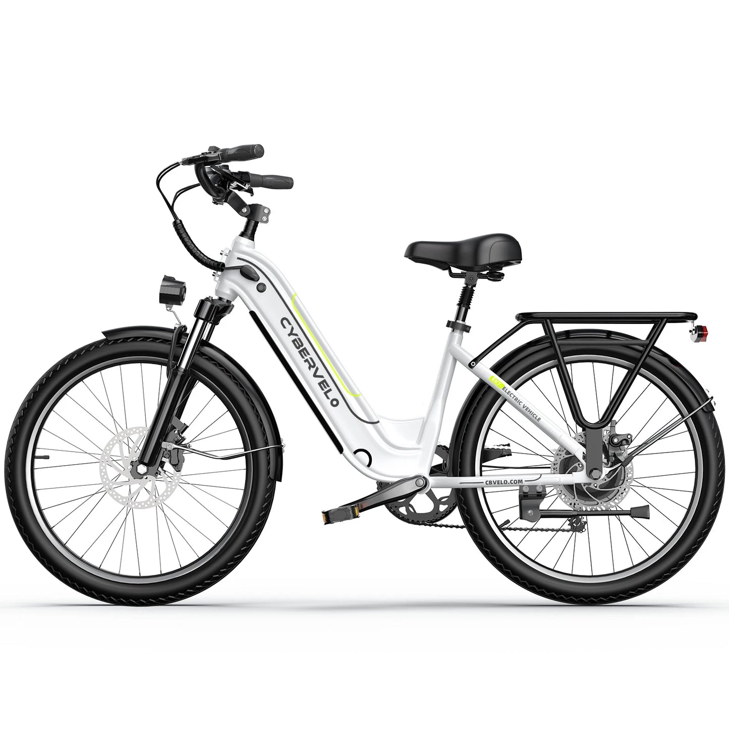 Cybervelo 1000w Motor Peak E-Bike, 80Miles+ 25AH Removable Battery for adult, 26" Electric Bike with 7-Speed city commuter EK7
