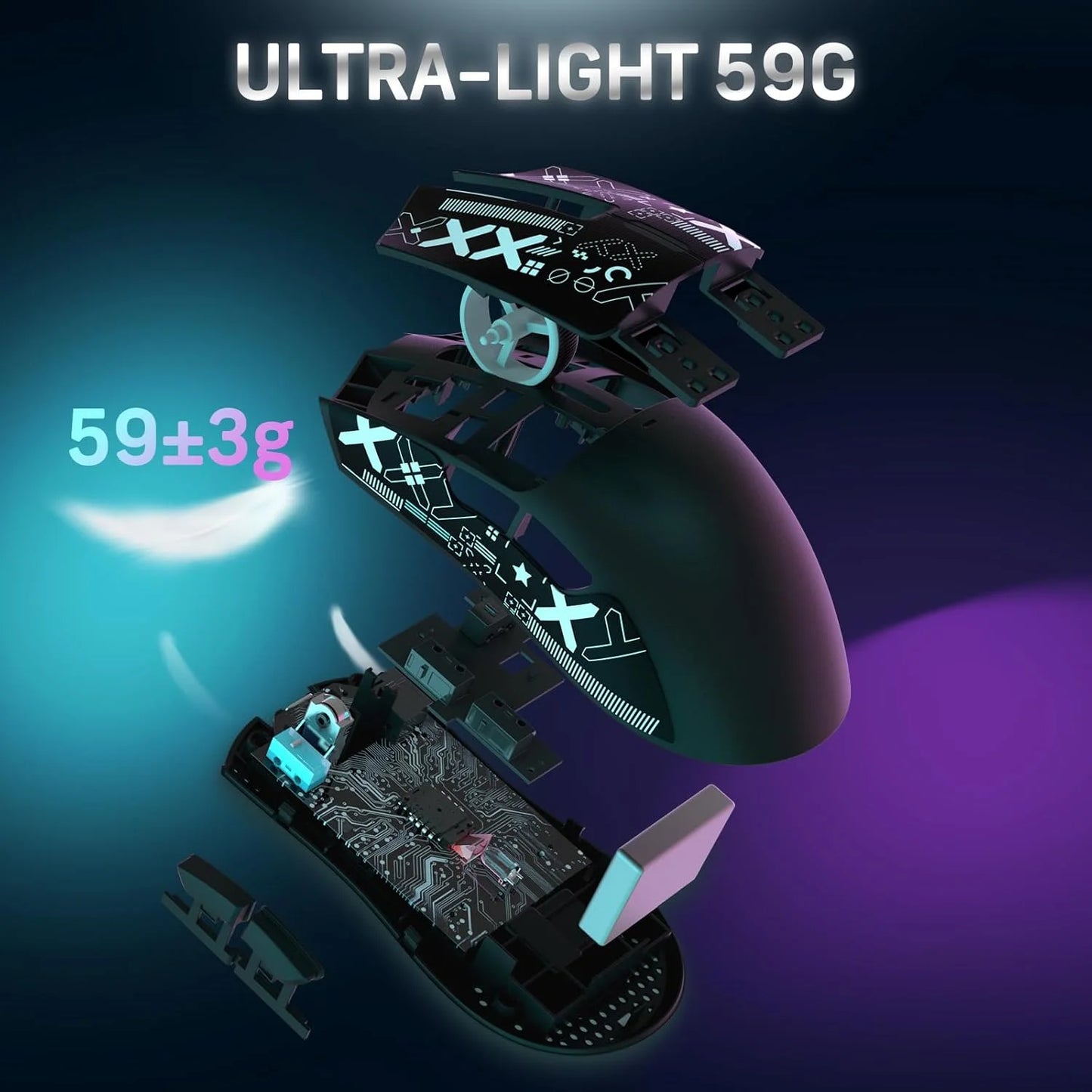 ATTACK SHARK X11 Wireless Gaming Mouse with RGB Magnetic Charging Dock, Wired/2.4G/BT, 22K DPI,Ultralight 59g Tri-Mode with Tape