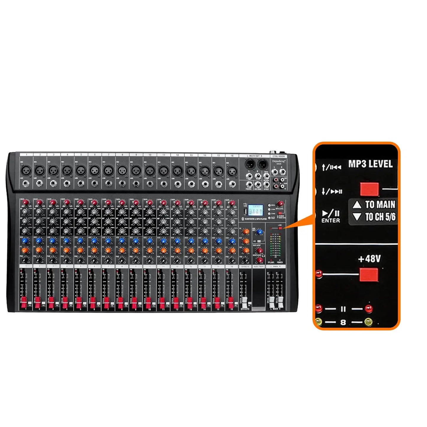 AP01 16 Channel Mixing Console Live Studio USB Bluetooth Professional Mixer