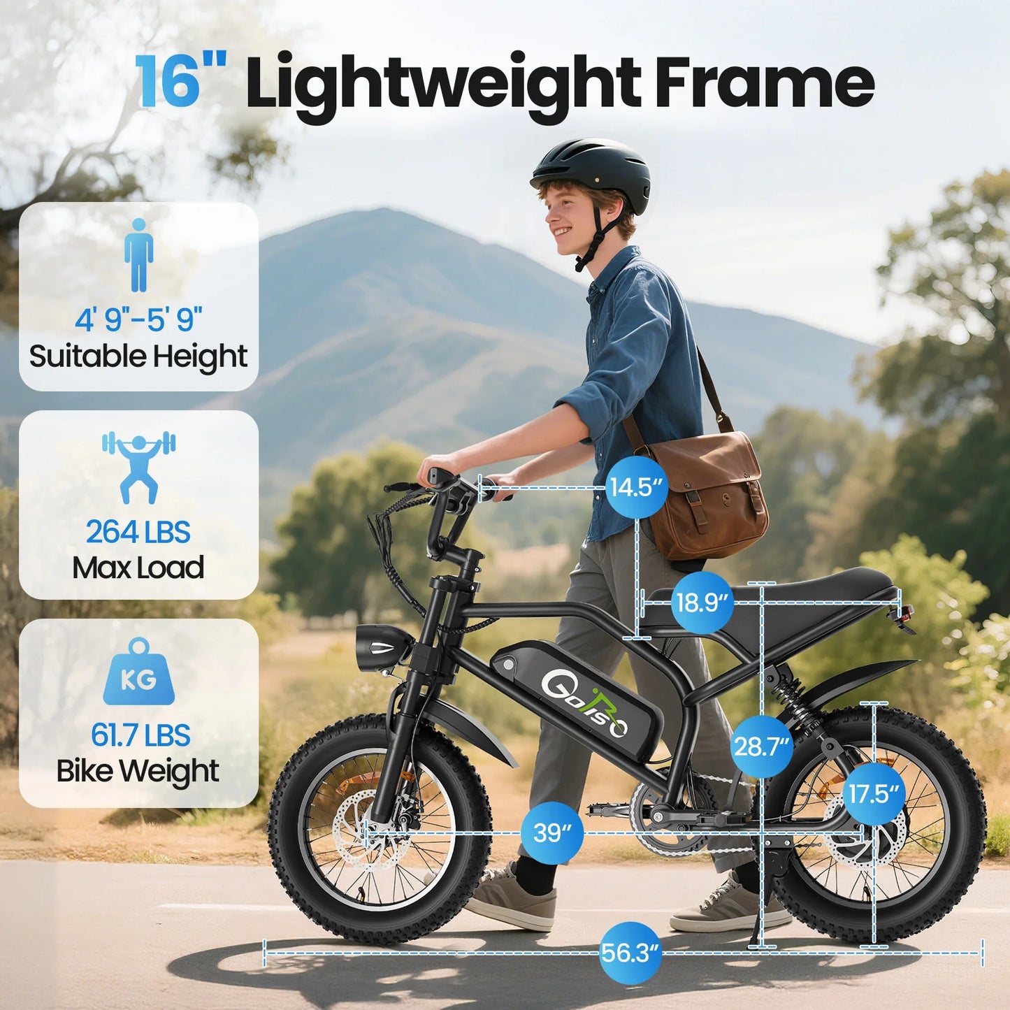 750W Electric Dirt Bike for Adults & Teens – 16" x3.0 Fat Tire Electric Bike, 48V 15Ah Battery, 5 PAS, Electric Bicycle