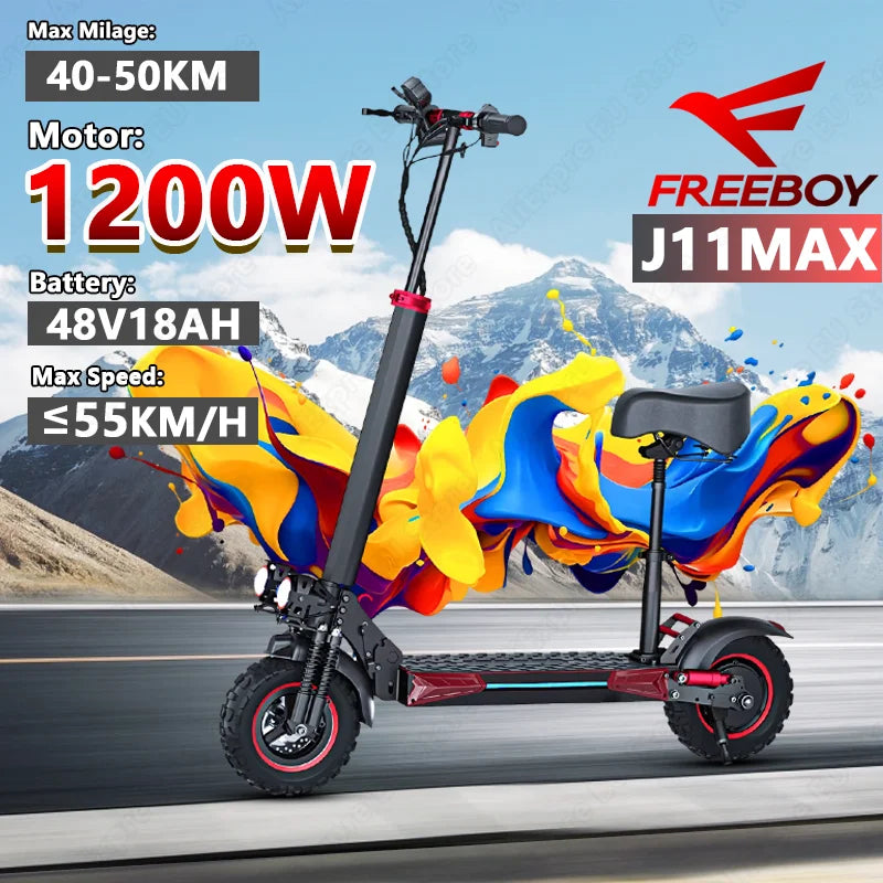 EScooters 1200W Motor 48V18Ah Battery Front And Rear Turn Signals Electric Scoote Dual Disc Brake 11-Inch Tires Fold E-Scooter