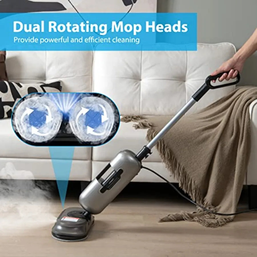 Multipurpose Steam Cleaner 180 Dual Rotating Handheld Steam Mop with 230F Hot Steam 3 Steam Levels 410Ml Water Tank Led