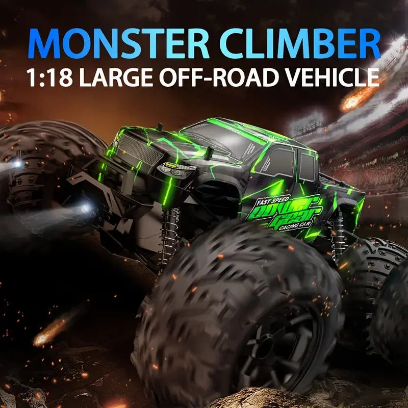 High-speed remote-controlled car, 1:18 scale remote-controlled monster off-road vehicle, durable body suitable for various terra