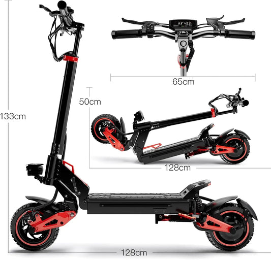 1600W Motor Adult J15 Electric Scooter Top Speed 32MPH, 48V18AH, 11-inch Off-Road Tires Sport Folding eScooter For Commuting