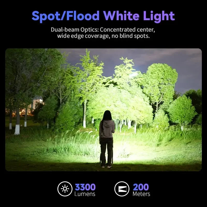 SOFIRN SR23 3300LM 6500K Flashlight UV 365nm EDC Light 21700 USB C Rechargeable Dual Switch Torch with Magnetic Tailcap