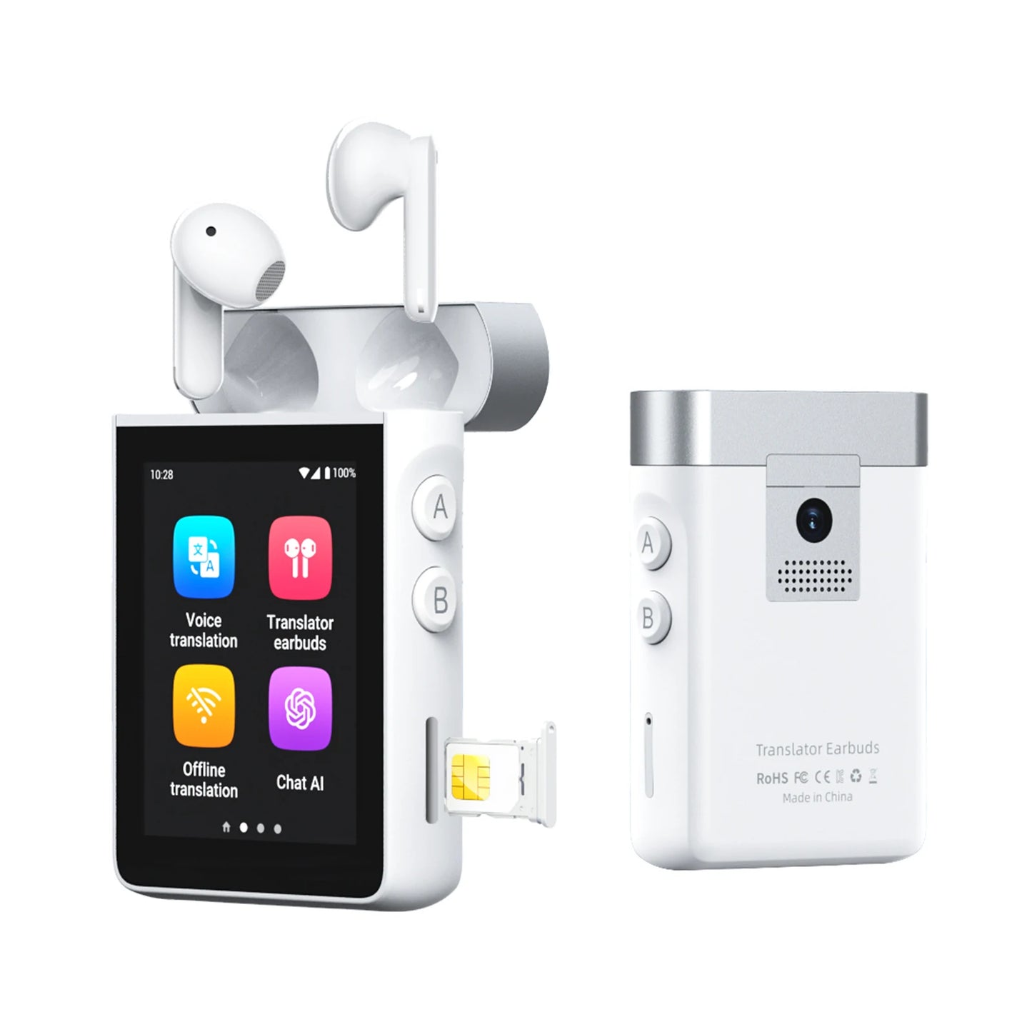 Wooask A9 AI Translator Earbuds, 4G+WiFi ,Real-Time Translation Device with 144 Languages, No App Needed for Travel & Business