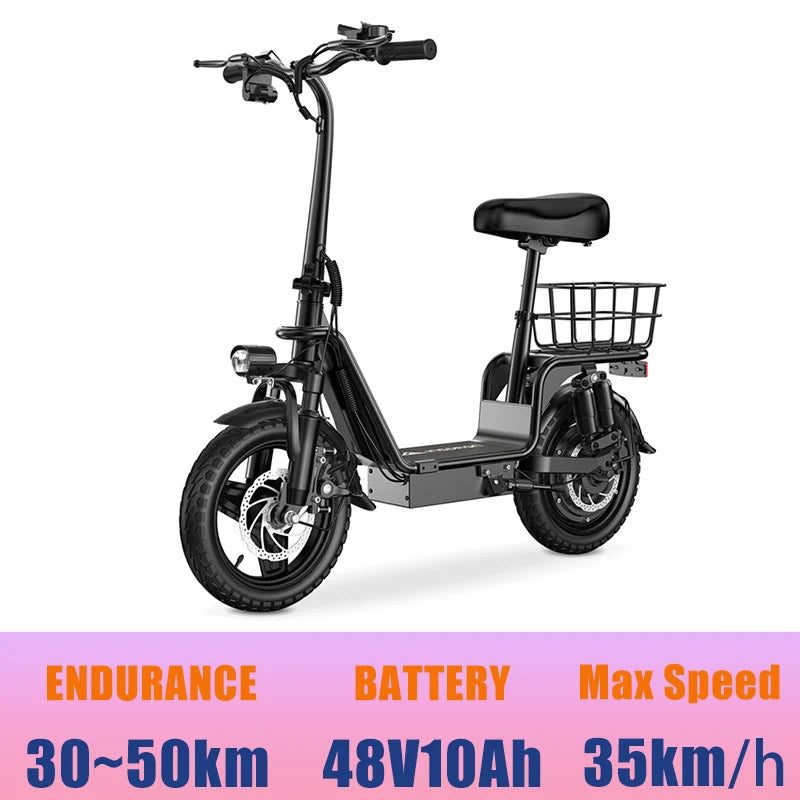 INSDRGNC14 adult electric bicycle foldable with seat electric scooter900W20MPH double disc brake high-strength frame load 300lbs